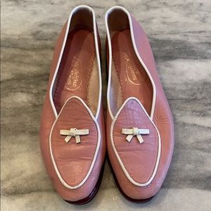 belgian shoes pink loafers